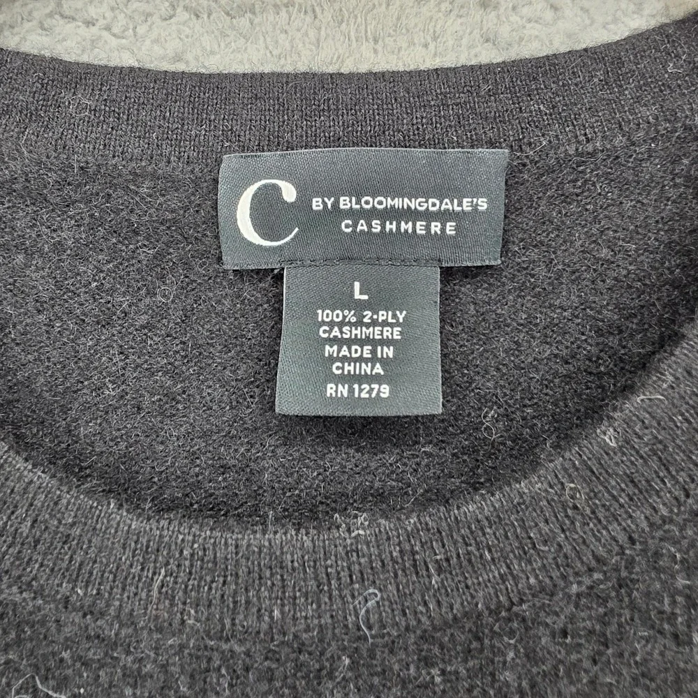 C by Bloomingdale's Cashmere Sweater Black Short Sleeve Crewneck Top Womens L
